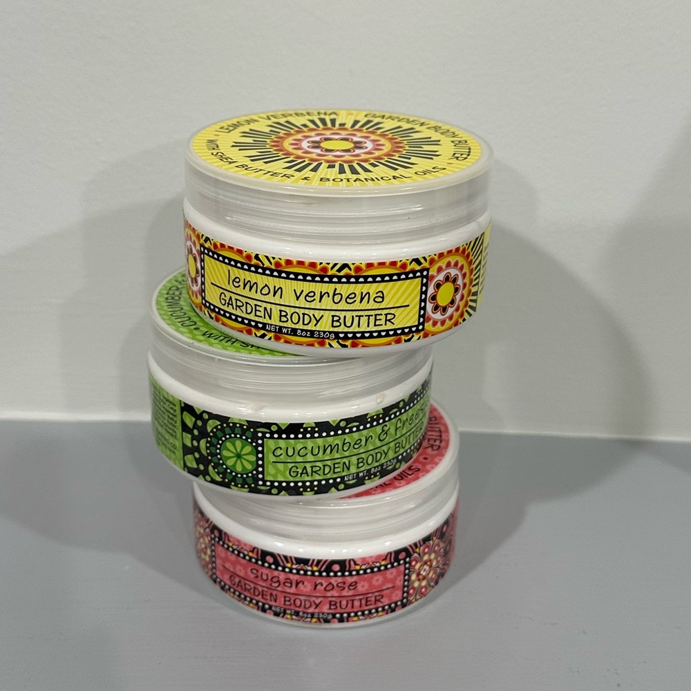 Greenwich Bay Trading body lotions Lemon, Cucumber & Freesia, Sugar Rose Set NEW